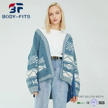 Cardigan en maille à motif géométrique