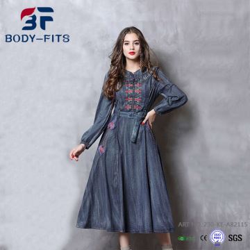 Robe longue en jean pour femme